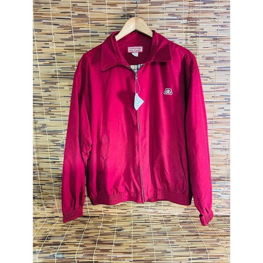 Vintage Pioneer Mens Jacket Red L NWT Seed Farmer Lightweight Bi-Swing Logo Dupo